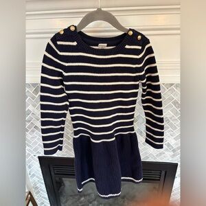 GAP Navy and White Striped Knit Dress with Gold Shoulder Buttons